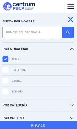 Versión mobile de Centrum PUCP