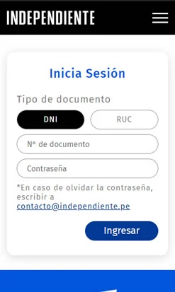 Versión mobile de Independiente